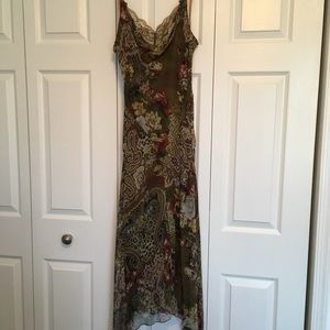Olive silk handkerchief dress